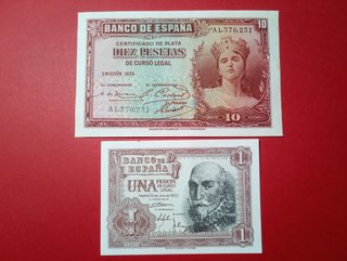 11 BILLETES DE PESETAS ANTIGUOS NUEVOS S/C.