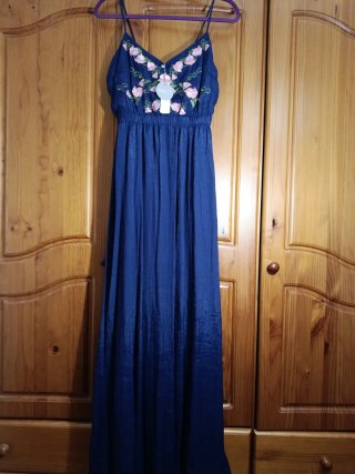 Vestido largo azul floral M