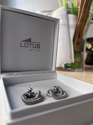 Pendientes Lotus estilo malla plateados