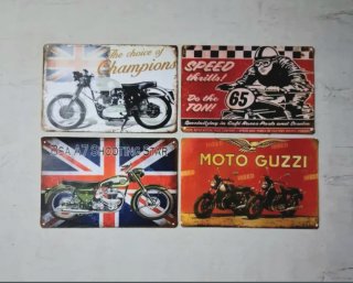 Lote 4 Placas Metálicas Motos Vintage