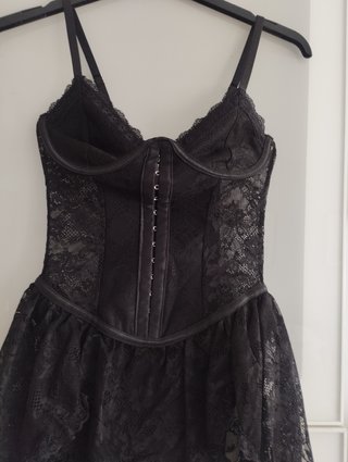Vestido Corsé Encaje Negro Shein XXS