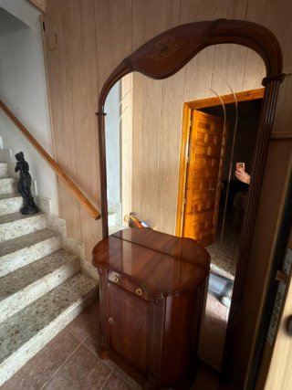 Mueble recibidor con espejo y cajón