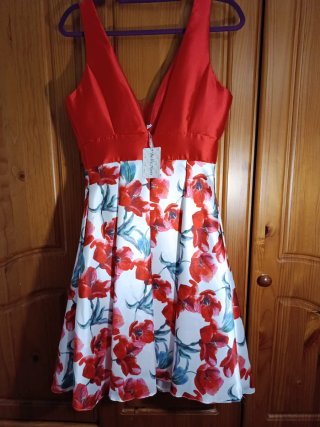 Vestido fiesta floral rojo talla M