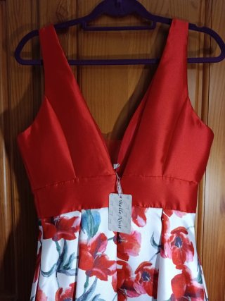 Vestido fiesta floral rojo talla M
