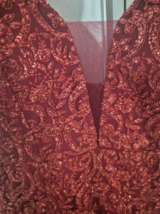 Vestido de fiesta lentejuelas rojo y dorado Talla