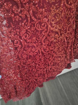 Vestido de fiesta lentejuelas rojo y dorado Talla