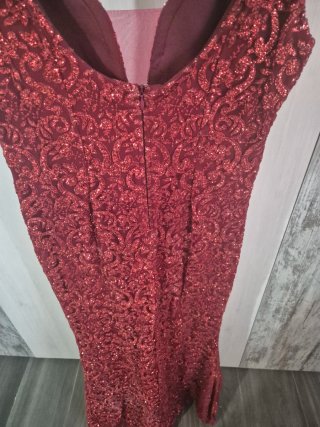 Vestido de fiesta lentejuelas rojo y dorado Talla