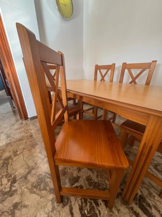 Mesa comedor madera + 6 sillas