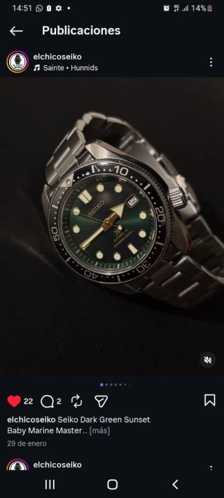 Seiko Baby Marine Master Dark Green Sunset