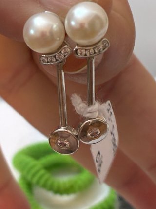 Pendientes Oro 18k Perlas Naturales y Diamantes