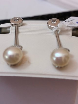 Pendientes Oro 18k Perlas Naturales y Diamantes