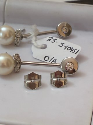 Pendientes Oro 18k Perlas Naturales y Diamantes