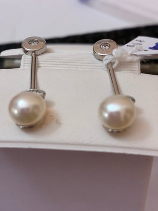 Pendientes Oro 18k Perlas Naturales y Diamantes