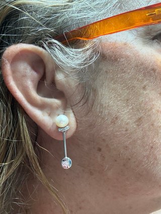Pendientes Oro 18k Perlas Naturales y Diamantes