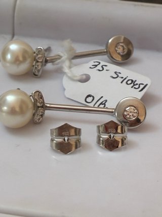 Pendientes Oro 18k Perlas Naturales y Diamantes