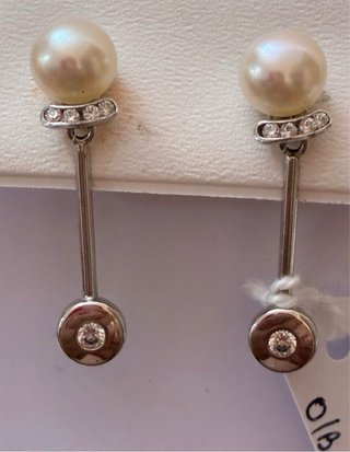 Pendientes Oro 18k Perlas Naturales y Diamantes