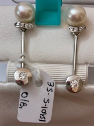 Pendientes Oro 18k Perlas Naturales y Diamantes