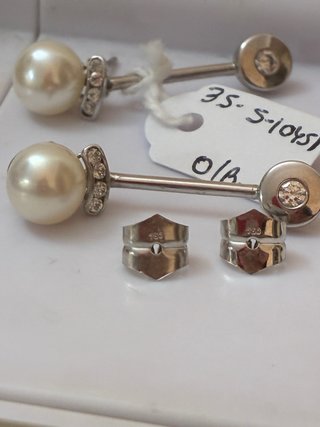 Pendientes Oro 18k Perlas Naturales y Diamantes