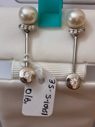 Pendientes Oro 18k Perlas Naturales y Diamantes