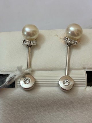 Pendientes Oro 18k Perlas Naturales y Diamantes