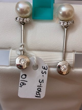 Pendientes Oro 18k Perlas Naturales y Diamantes