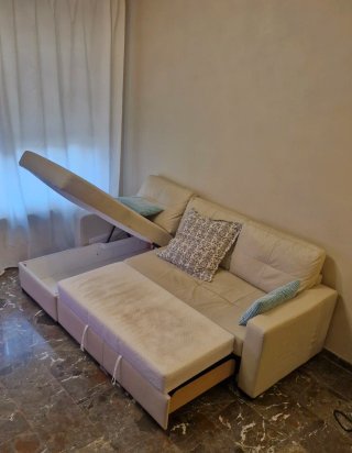 Sofá cama chaise longue beige