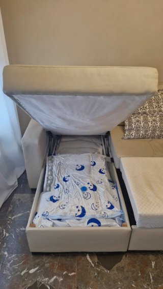 Sofá cama chaise longue beige