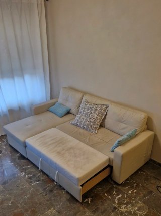 Sofá cama chaise longue beige