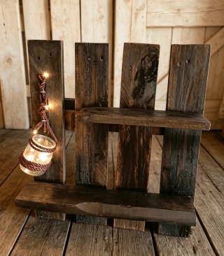 Estantería Rústica Artesanal con Luz LED