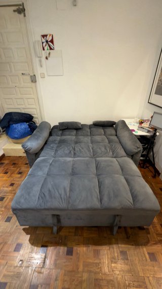 Sofá Cama Gris de terciopelo