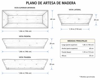 Artesa de madera maciza