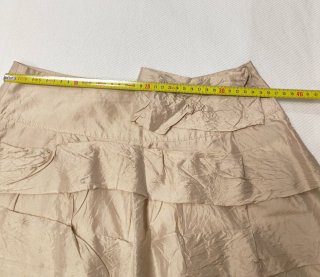 Falda Bimba y Lola seda volantes tul beige