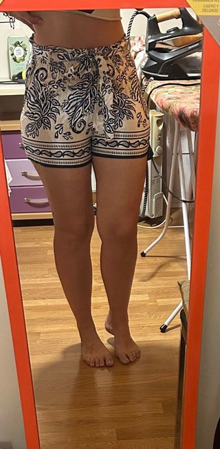 Shorts Zara Estampado Azul y Blanco