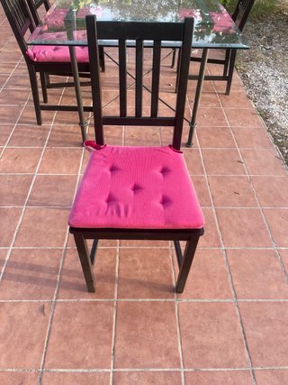 Mesa cristal y 4 sillas comedor exterior