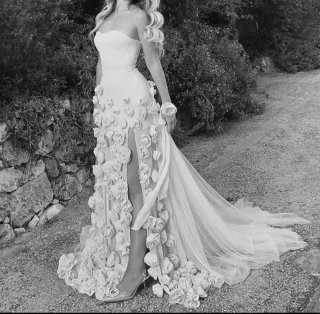 Talla S Vestido fiesta Flores 3D
