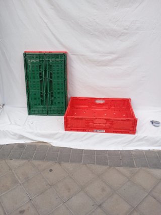 !OCASIÓN! 3 Cajas Plástico Abatibles Rojas