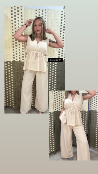 Conjunto beige pantalón y top