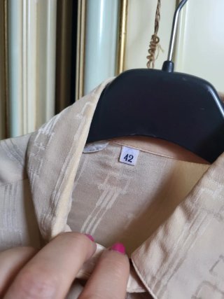 Camicia seta cipria fantasia geometrica