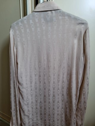 Camicia seta cipria fantasia geometrica