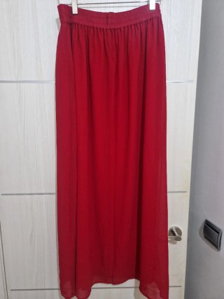 Falda larga gasa roja talla única