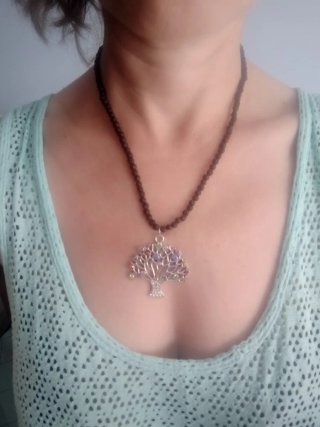 Collar Piedra Volcánica Árbol Vida
