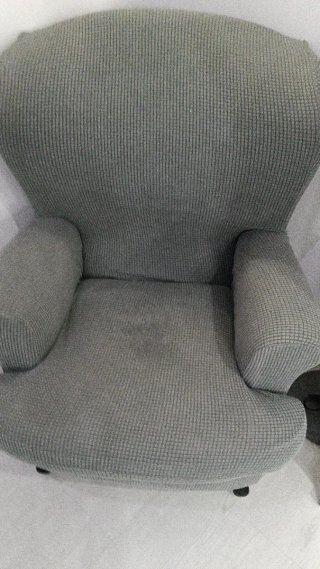 Butaca de salón gris y plateada