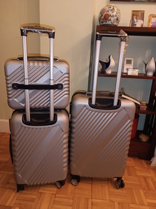 Conjunto 3 maletas de viaje plateadas