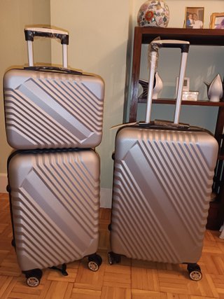 Conjunto 3 maletas de viaje plateadas