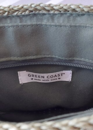 Bolso rafia verde y beige