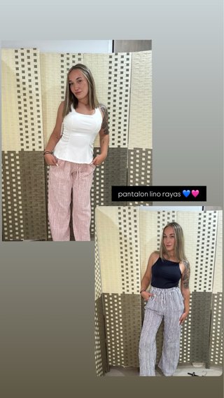 Pantalón lino rayas talla única