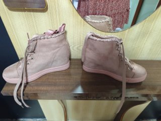 Botines cuña interior rosa