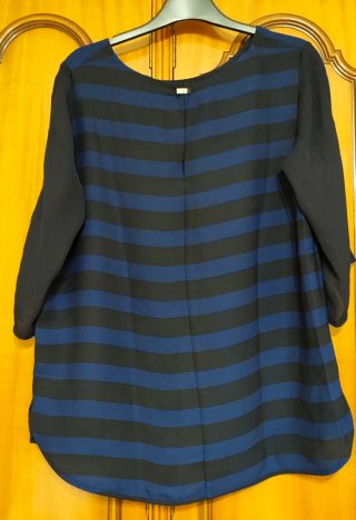 Blusa rayas azul y negro manga 3/4