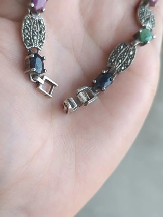 Pulsera Vintage Plata Marcasitas Piedras Art Deco