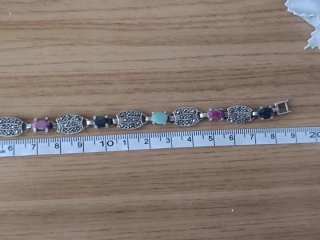 Pulsera Vintage Plata Marcasitas Piedras Art Deco
